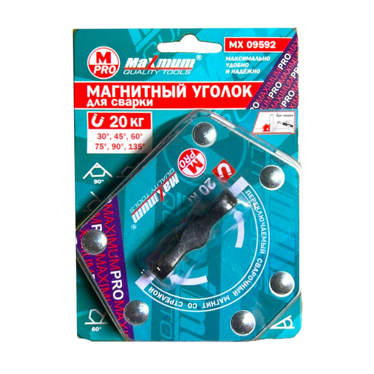 магнитный уголок для сварки с переключателем 12 кг, шестиугольник, "maximum" mx 09592 оптом